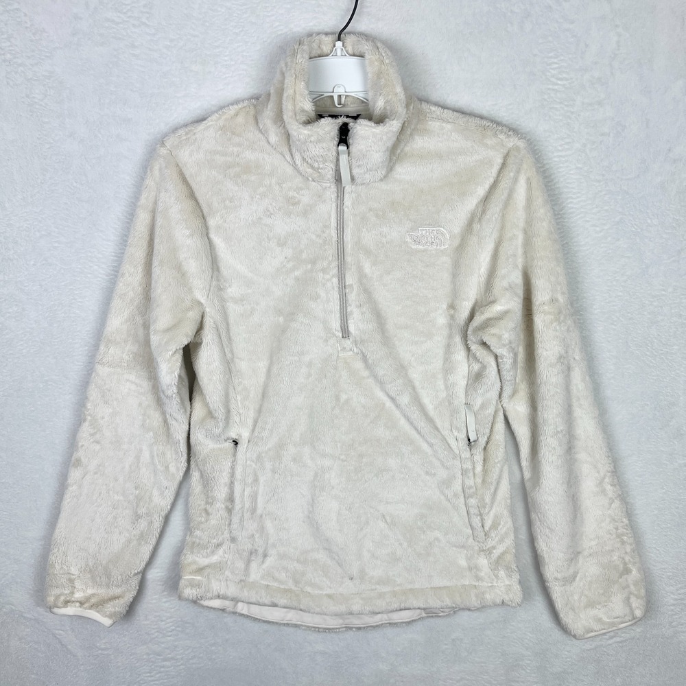 The North Face Osito Pullover Sweater 1/4 Zip Women Small White Ivory Fur Fleece